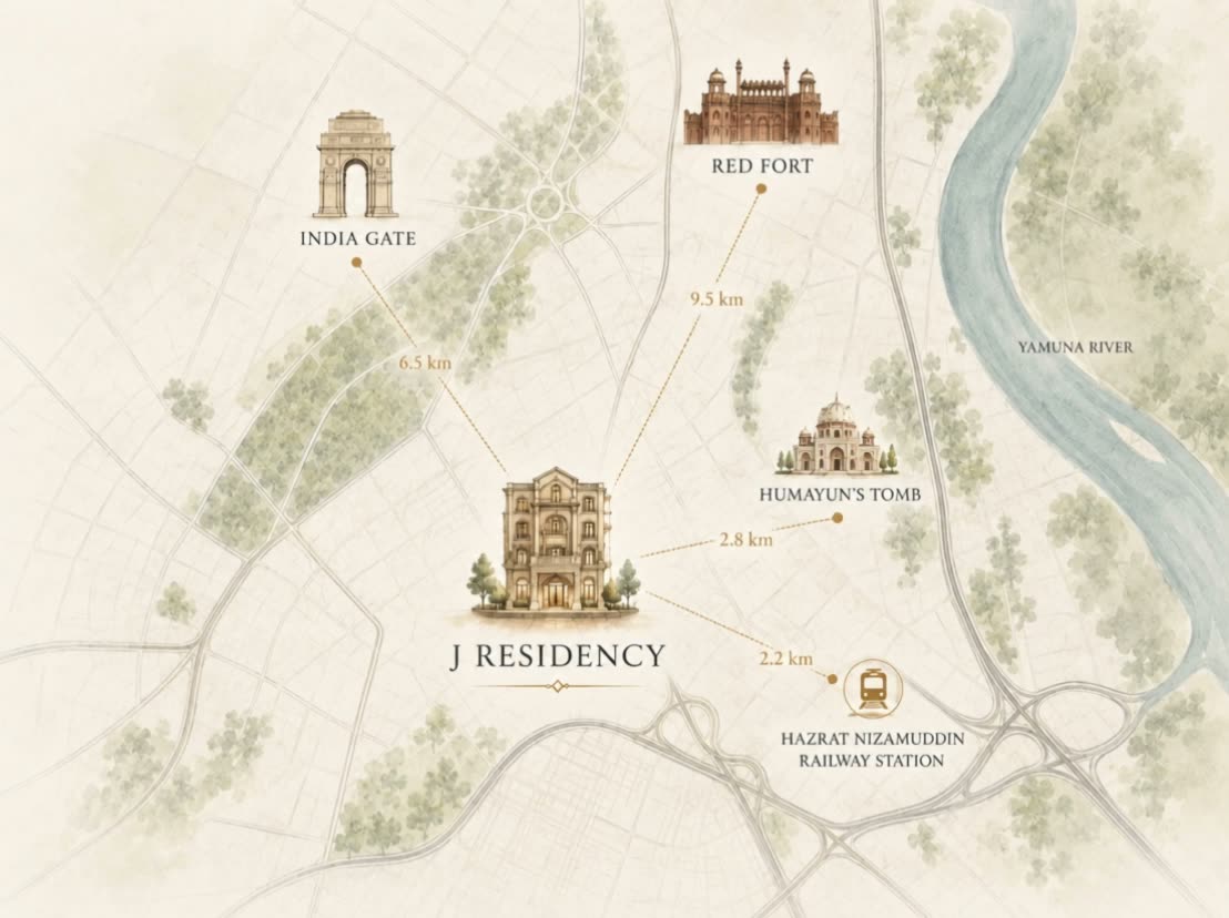 Animated map route to J Residency
